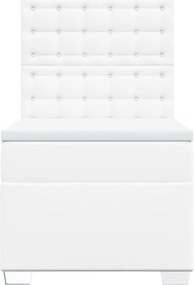 vidaXL Κρεβάτι Boxspring με Στρώμα Λευκό 80 x 200 εκ. Συνθετικό Δέρμα