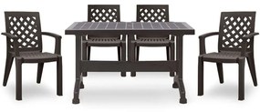 Τραπεζαρία Callan (Σετ 5Τμχ) 0226724 140x70cm Brown Four Seater