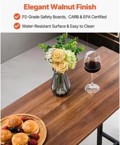 VEVOR Bar Table, 3PCS 1193.8mm Bars Tables Set, Bar Tables and Chair Set with Rounded Edge Design, Rectangular Pub Table with Two Stools for Office Desk, Breakfast Corner, Mini Bars, Rustic Brown