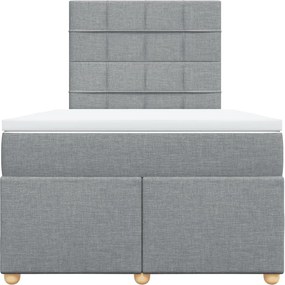 vidaXL Κρεβάτι Boxspring με Στρώμα Ανοιχτό Γκρι 120x200 εκ. Υφασμάτινο