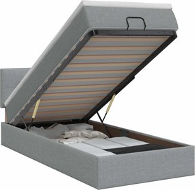 vidaXL Κρεβάτι Ottoman με στρώμα Ανοιχτό γκρι 90 x 190 cm Ύφασμα