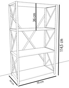 Βιβλιοθήκη ArteLibre IKE Δρυς/Μαύρο Μοριοσανίδα/Μέταλλο 70x34x114.5cm