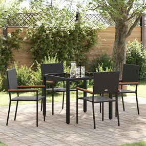 vidaXL Σέτ φαγητού για κήπο 5 pcs Μαύρο 90 x 90 x 75 cm