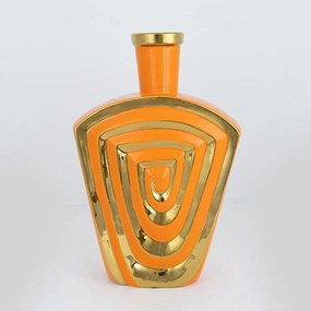 Βάζο Κεραμικό 752-20344 23,7x9,5x37,5cm Orange-Gold Estheti Home Κεραμικό