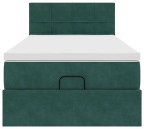 ΟΘΩΜΑΝΙΚΟ ΚΡΕΒΑΤΙ ΜΕ ΣΤΡΩΜΑ &amp; LEDS DARK GREEN 90X200CM VELVET 3312599