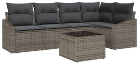 vidaXL Σέτ φαγητού για κήπο με μαξιλάρι 6 pcs Ανοιχτό γκρι
