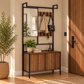 Έπιπλο Εισόδου Με Καθρέφτη (80x35x172) Spitishop Nobile Walnut/Black