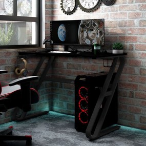Γραφείο Gaming Μαύρο 110 x 60 x 75 εκ. με Πόδια σε Σχήμα ΖΖ - Μαύρο