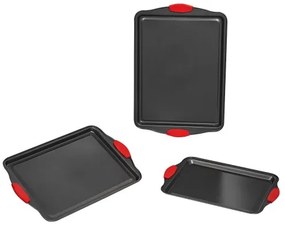 VEVOR Baking Pan Set 3-Piece Nonstick Carbon Steel Set with Silicone Handles