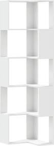 vidaXL Βιβλιοθήκη Γωνιακή 5 Επ. Λευκή 50x50x179εκ Επεξ. Ξύλο