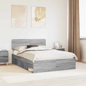 vidaXL Σκελετός Κρεβατιού Γκρι Sonoma 140 x 190 cm