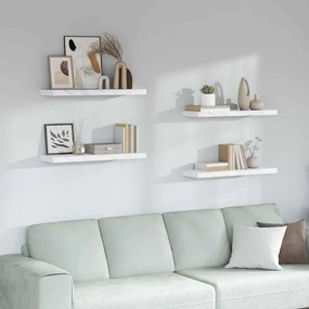 Ράφι Τοίχου Επιτοίχιο 4 pcs Λευκό Μάρμαρο 90 x 23,5 x 4 εκ