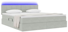 vidaXL Κρεβάτι με αποθηκευτικό χώρο και LED Ανοιχτό γκρι 180 x 200 cm