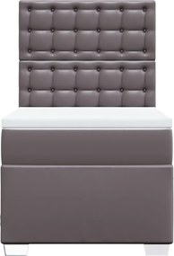 vidaXL Κρεβάτι Boxspring με Στρώμα Γκρι 100x200εκ. από Συνθετικό Δέρμα