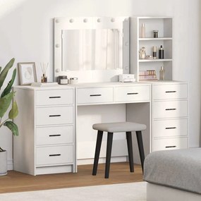 vidaXL Τραπέζι περιποίησης με συρτάρι 3 pcs Λευκό Επεξεργασμένο ξύλο