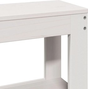 vidaXL Κεφαλάρι με Ράφια Λευκό 135 εκ. από Μασίφ Ξύλο Πεύκου