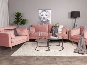 Καναπές Dallas 101, Αριθμός θέσεων: 3, Dusty pink, Καφέ, 203x86x84cm, Ταπισερί, Πόδια: Μέταλλο | Epipla1.gr
