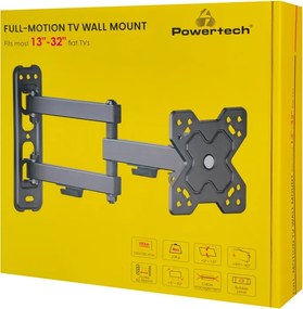 POWERTECH επιτοίχια βάση τηλεόρασης PT-1279, 13-32", έως 20kg, full motion