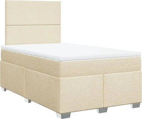 vidaXL Κρεβάτι Boxspring με Στρώμα Κρεμ 120x190 εκ. Υφασμάτινο