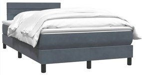 vidaXL Κρεβάτι Boxspring με Στρώμα Σκούρο Γκρι 120x210 εκ. Βελούδινο