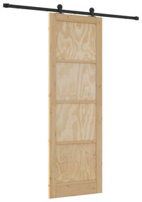 vidaXL Συρόμενη Πόρτα με Σετ Χαλικών 78x232 εκ. Μασίφ Ξύλο Πεύκου