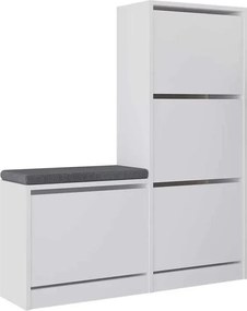 Παπουτσοθήκη μελαμίνης Dude Megapap χρώμα λευκό 104,8x26x118,5εκ.