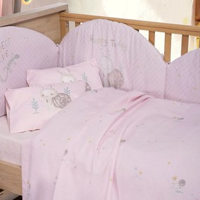 Πάντα Κούνιας Cute Snail Pink Nef-Nef Homeware 60x67x60+40cm 100% Βαμβάκι