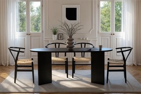 Τραπέζι Τραπεζαρίας Ξύλο Μαύρο SABLIN 180x89,5x75