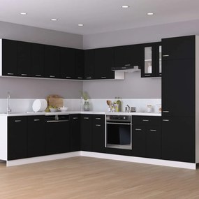 Ντουλάπι Ψυγείου Μαύρο 60x57x207 εκ. από Μοριοσανίδα - Μαύρο