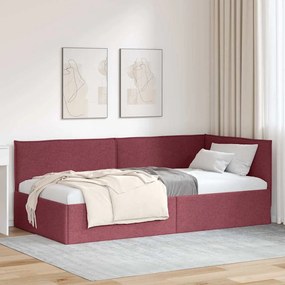 vidaXL Κρεβάτι Γωνίας με κεφαλάρι Μπορντό 90 x 200 cm ύφασμα