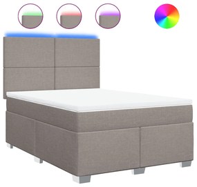 vidaXL Κρεβάτι Boxspring με Στρώμα Taupe 140x190 εκ. Υφασμάτινο