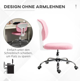 Vinsetto Καρέκλα Γραφείου Υπολογιστή Περιστρεφόμενη, Ρυθμιζόμενο Ύψος, 48 cm x 53 cm x 80-90 cm, Ροζ