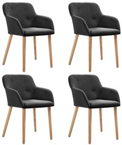 vidaXL Καρέκλες Τραπεζαρίας 4 τεμ. Σκούρο Γκρι Ύφασμα/Μασίφ Ξύλο Δρυός