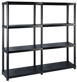 vidaXL Ραφιέρα Αποθήκευσης 4 Επιπέδων Μαύρη 122x30,5x130 εκ. Πλαστική