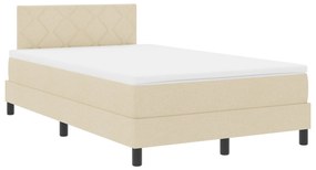 vidaXL Κρεβάτι Box Spring με Στρώμα Κρέμα 120x200 εκ Ύφασμα
