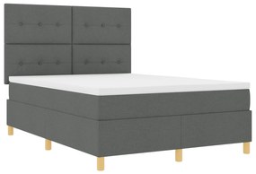 vidaXL Κρεβάτι Box Spring με Στρώμα & LED Σκούρο Γκρι 160x200 εκ. Ύφασμα