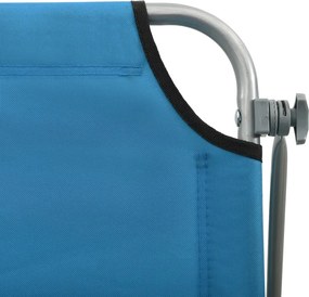 vidaXL Ξαπλώστρα Μπλε Ατσάλινη με Σκίαστρο
