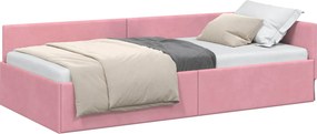 vidaXL Κρεβάτι Γωνίας Ροζ 100 x 200 cm Βελούδο