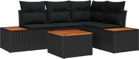 vidaXL Σετ Καναπέ Κήπου με μαξιλάρι 4 pcs Μαύρο Πολυρατάν