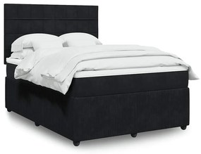 VidaXL Κρεβάτι Boxspring με Στρώμα Μαύρο 140x200 εκ. Βελούδινο