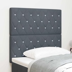 vidaXL LED Κεφαλάρι Σκούρο Γκρι 90 εκ. Βελούδο