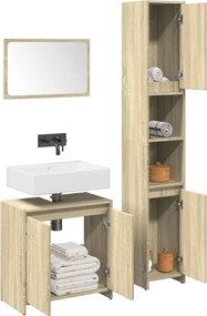 vidaXL Σετ Επίπλων Μπάνιου 3 Τεμαχίων Sonoma Δρυς Επεξεργασμένο Ξύλο
