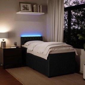 vidaXL Κρεβάτι Boxspring με Στρώμα Μαύρο 90x200 εκ. Βελούδινο
