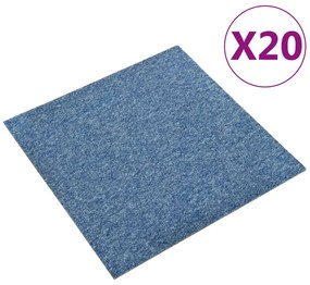 vidaXL Μοκέτα Πλακάκι 20 τεμ. Μπλε 5 μ² 50x50 εκ.