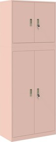 vidaXL Ντουλάπι αποθήκευσης 2 τμχ. Ροζ 80 x 40 x 210 εκ Ατσάλι