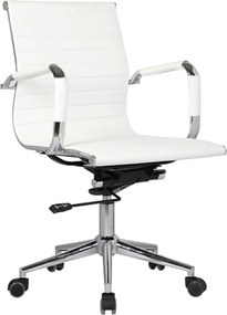 BF3301 Πολυθρόνα Γραφείου Μέταλλο Βάση Χρώμιο, PU Άσπρο   1τμχ