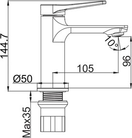 Tema Naxos 6810N – Μπαταρία Νιπτήρα Black Matt