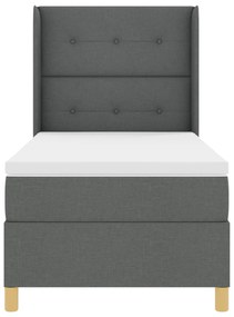 vidaXL Κρεβάτι με Στρώμα Dark Grey 90x200 εκ. Υφάσματα