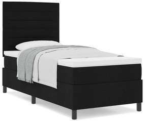 vidaXL Κρεβάτι Box Spring με Ματράζ Μαύρο 100x200 cm Ύφασμα