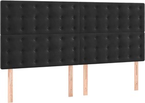 vidaXL Κρεβάτι Boxspring με Στρώμα Μαύρο 200x200 εκ. Βελούδινο